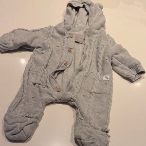 John Lewis newborn 95% cotton 5% cashmere grey onesie
